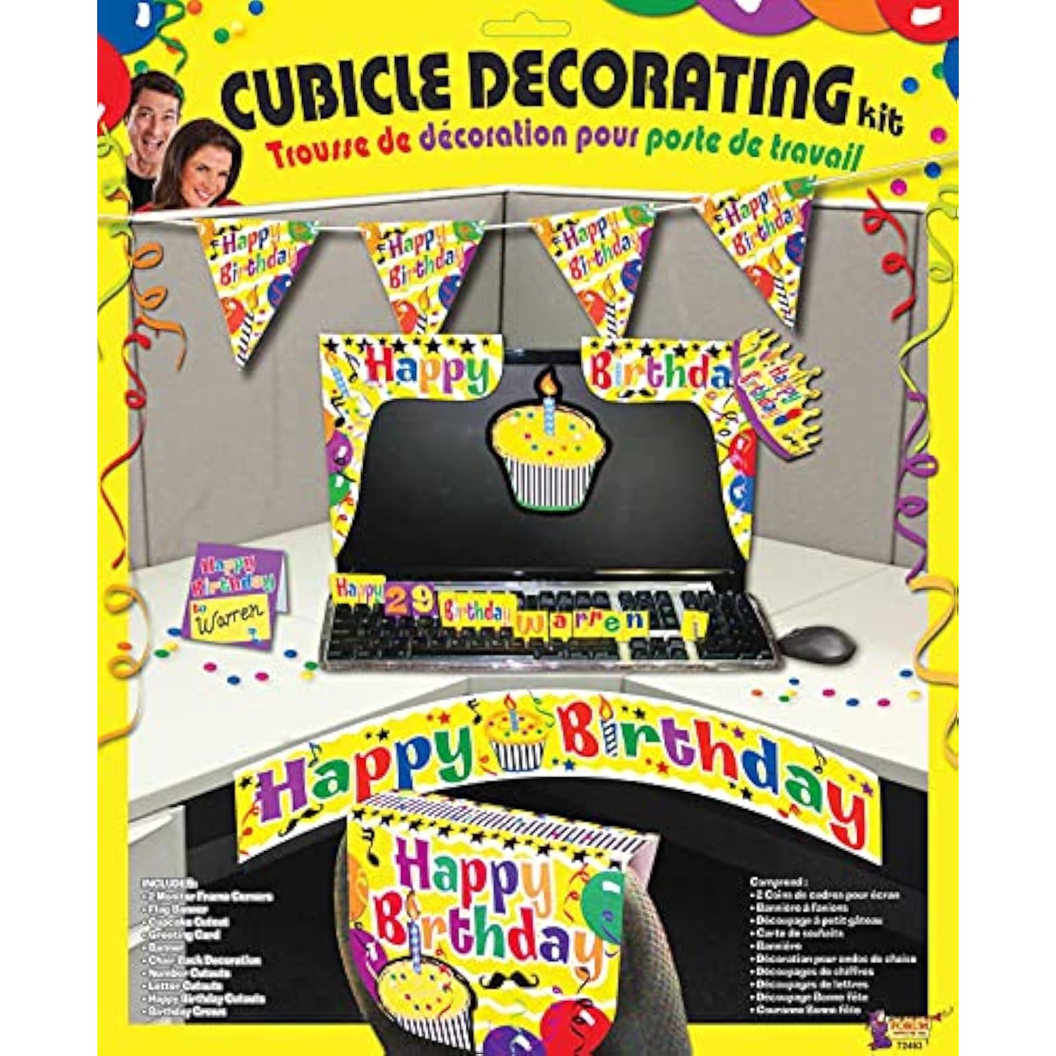 Forum Novelties Office Cubicle Decorating Kit, Yellow Birthday