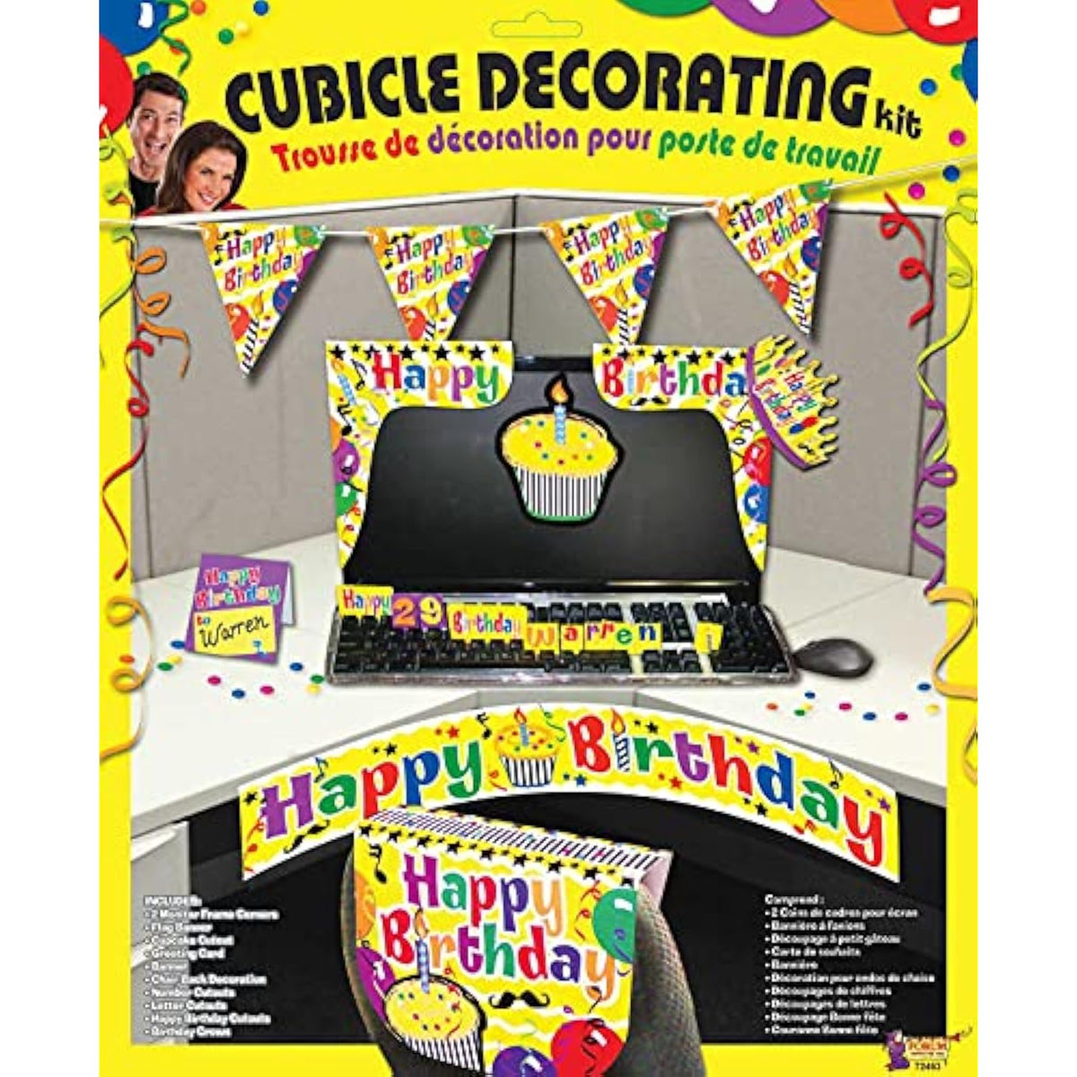 Forum Novelties Office Cubicle Decorating Kit, Yellow Birthday