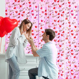 2 Pack 3.2Ft X 6.6Ft Valentine'S Day Love Metallic Foil Fringe Curtain