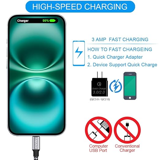 3 Pack USB A to USB C Fast Charging Cable 6FT Nylon Braided Charger for iPhone 17 16 15 Samsung Galaxy