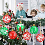 12 Pcs Inflatable Christmas Ball Outdoor Decorations 9 Inches Blow Up Christmas Red Green Balls Large For Xmas Yard Lawn