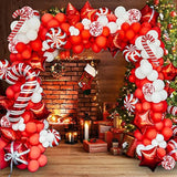 175Pcs Christmas Balloon Arch Kit - Includes Red, White, Candy Cane & Confetti Balloons, Tools Kit For Christmas Party Decorations