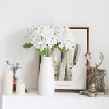 White Hydrangea Artificial Flowers 5Pcs Fake Silk Hydrangeas Faux Flowers With Stems For Vase Table Centerpiece Home Wedding Party Garden Decoration(White)