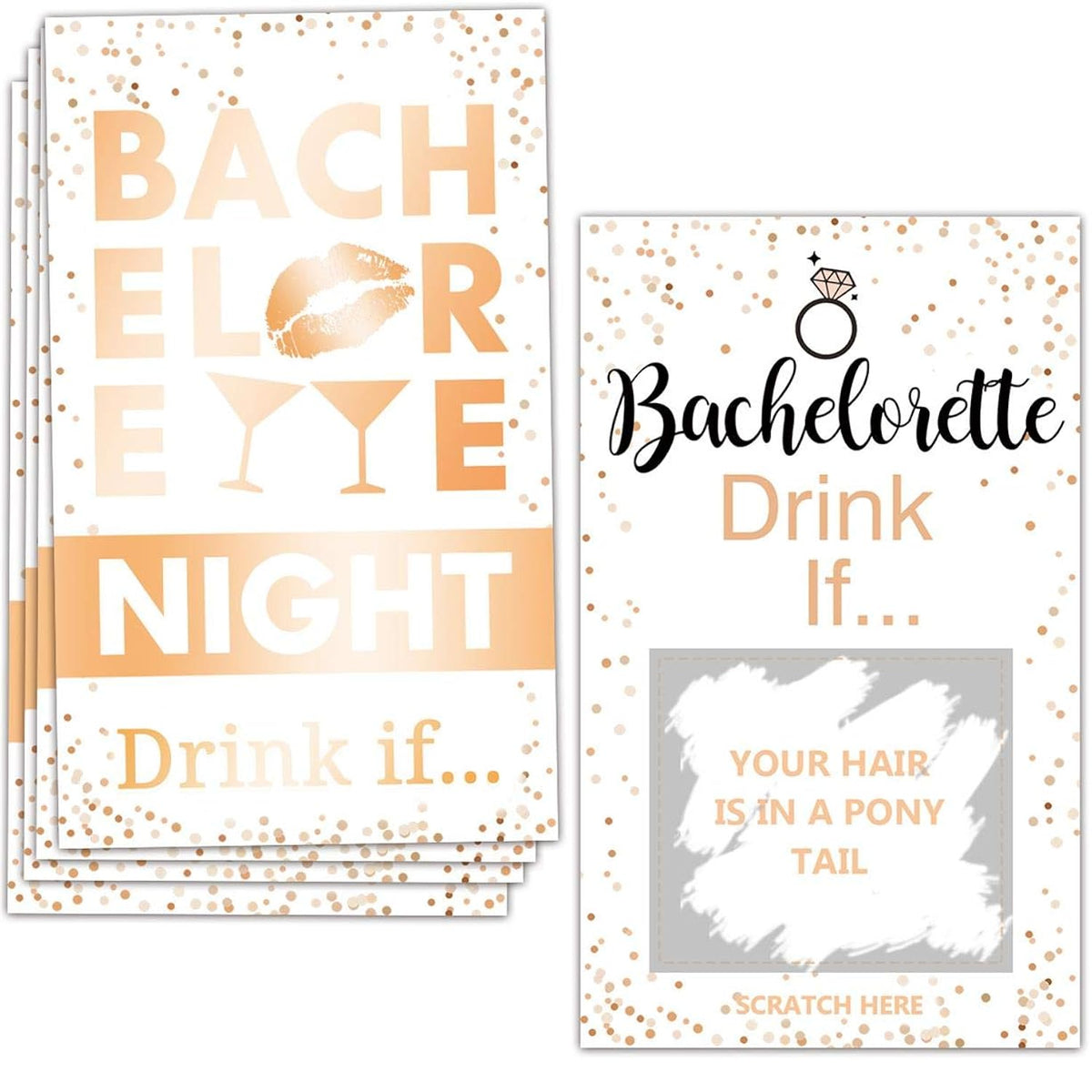 Bachelorette Party Drinking Games - Drink If Games Scratch Off Cards - Perfect For Girls Night Out Activity,Bridal Showers,Bridal Parties,Wedding Showers,Engagement And Birthday - 40 Sheets(White)