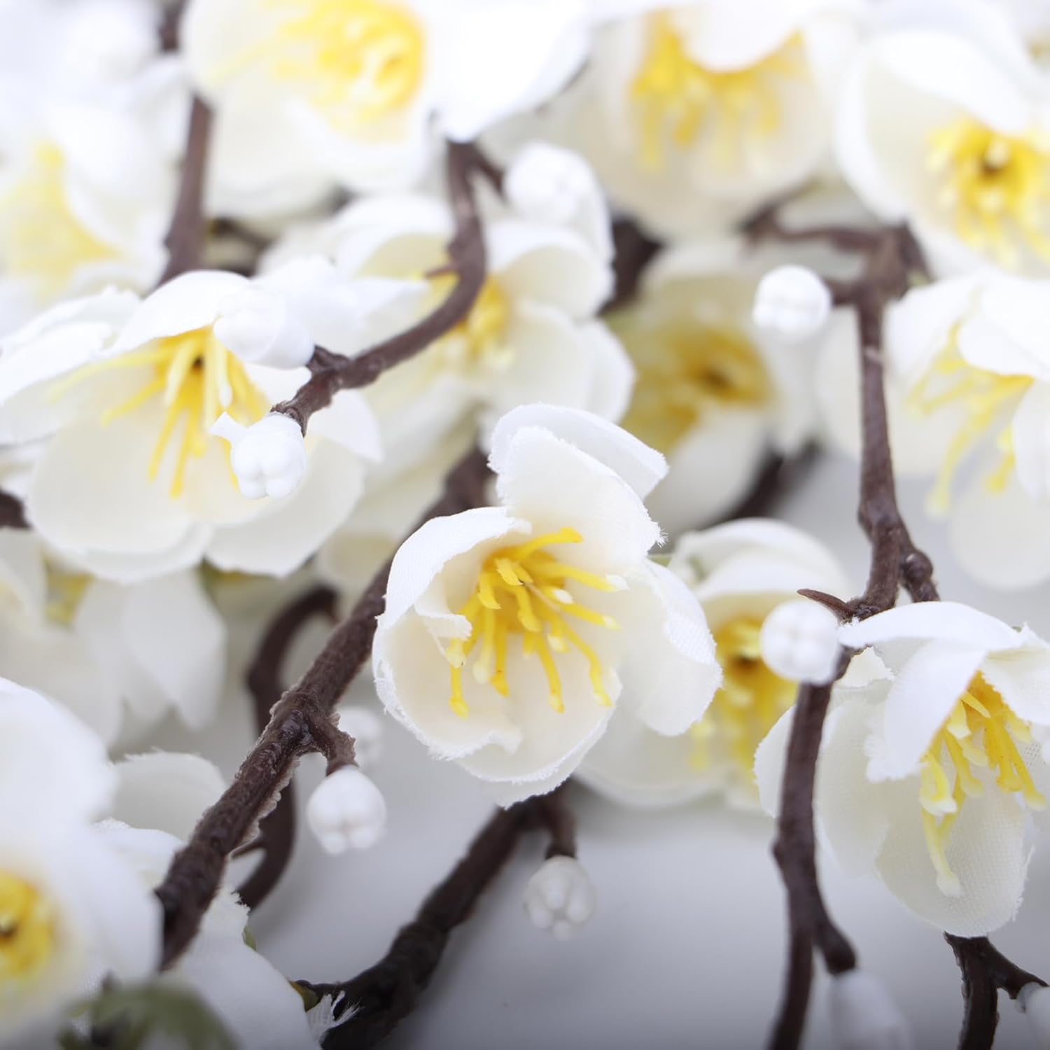 6 Pcs Artificial White Plum Blossom Set, Fake Flowers Bouquet For Home Kitchen Office Hotel Decoration, Centerpiece, Wreath, Floral Arrangement
