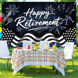 Happy Retirement Backdrop Navy Blue Police Flag Photography Background Going Away Party Black and Blue Police Theme Decoration Banner Portrait Photo Booth Studio Props 7x5ft FU07YL