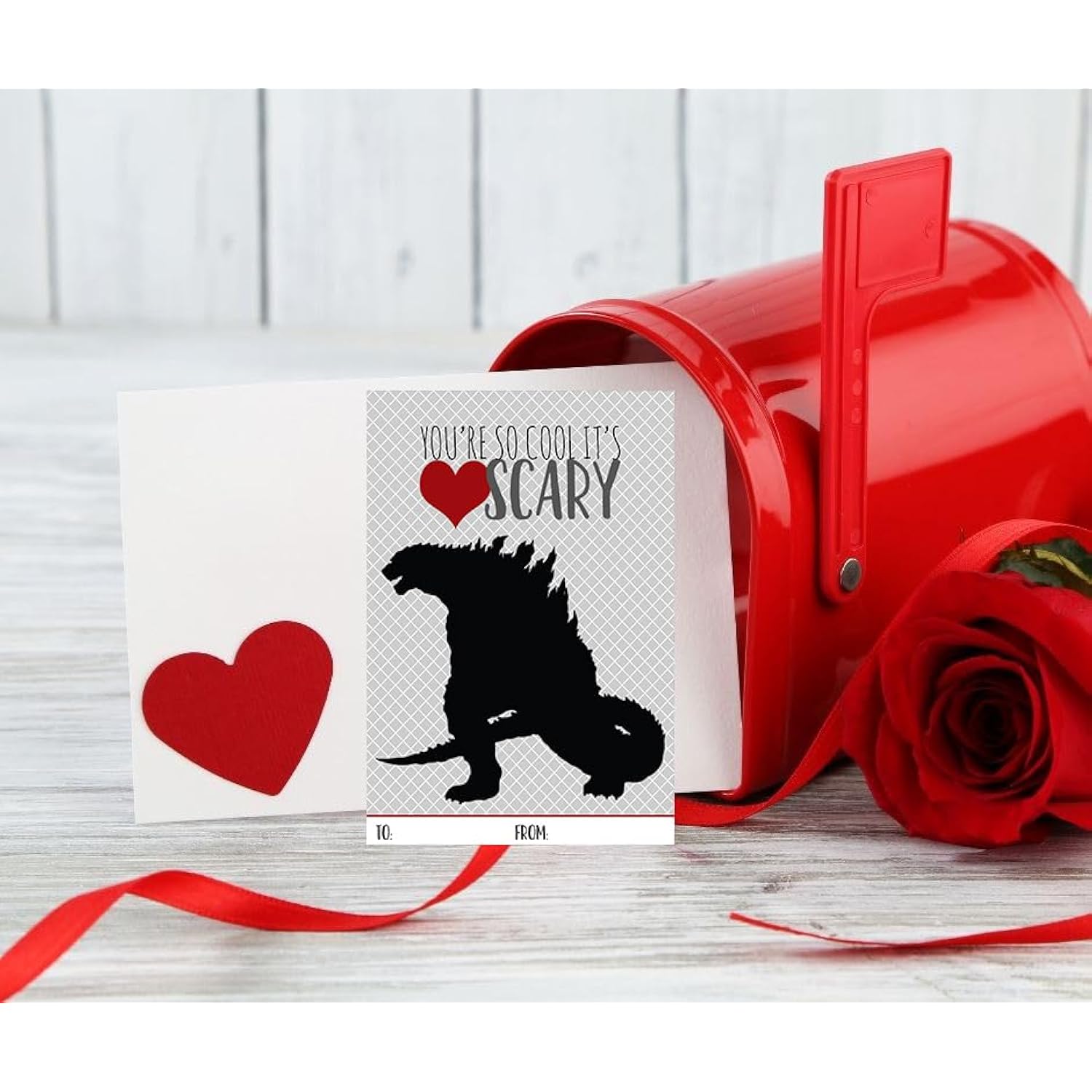 Monster Zilla Themed Valentines Day Card For Kids School Classroom Exchange (Set Of 24) Sharing Gift Giving Valentine'S Children
