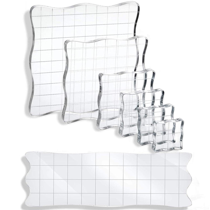 7 Pieces Acrylic Stamp Block Assorted Sizes Clear Acrylic Mounting Blocks Set,