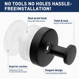 Suction Cup Hooks For Shower,Removable Suction Hooks For Bathroom Shower Wall,Glass Windows,Doors Hanging Towels,Suction Cup Wreath Hanger Holder For Christmas Wreath-Black(2 Pack)
