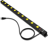 Heavy Duty Metal Power Strip 10 Outlets 4FT Extension Cord 2100J Surge Protector 15A 1875W Black