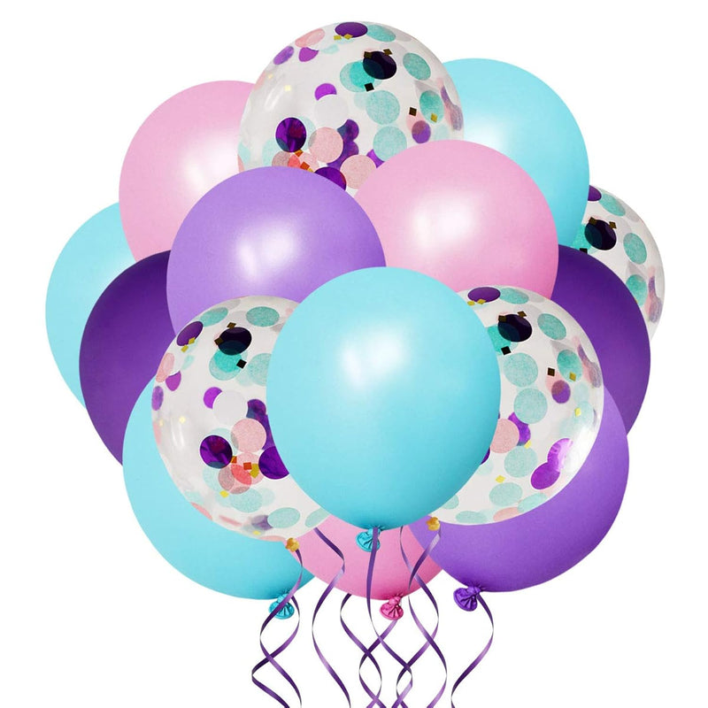 50 Pack Mermaid Party Balloons 12 Inch Light Purple Dark Purple Pink B