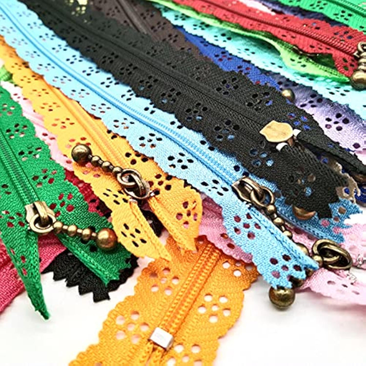 Lace Zippers For Sewing Assorted Lengths 35Cm(13.7Inch) Novelty 20Pcs/