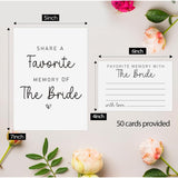 Share A Memory Of The Bride Cards (1 Sign + 50 Cards), Wedding Shower Games, Bridal Shower Games, Minimalist Bridal Shower Memory Sign And Cards-Samb01