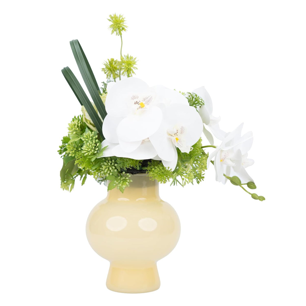 Artificial Flowers In Vase, Faux Flowers Arrangement By Floral Artist, Fake Flowers With Vase Decor Home Office (Moth Orchid)