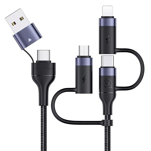 60W 5 in 1 USB C Multi Fast Charging Cable Nylon Braided for Laptop Tablet iPhone Android