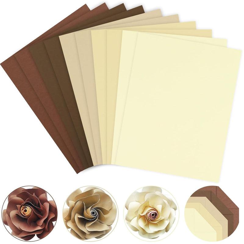 50 Sheets 8.5 X 11 Inch Assorted Brown Colored Card Stock Paper 5 Eart