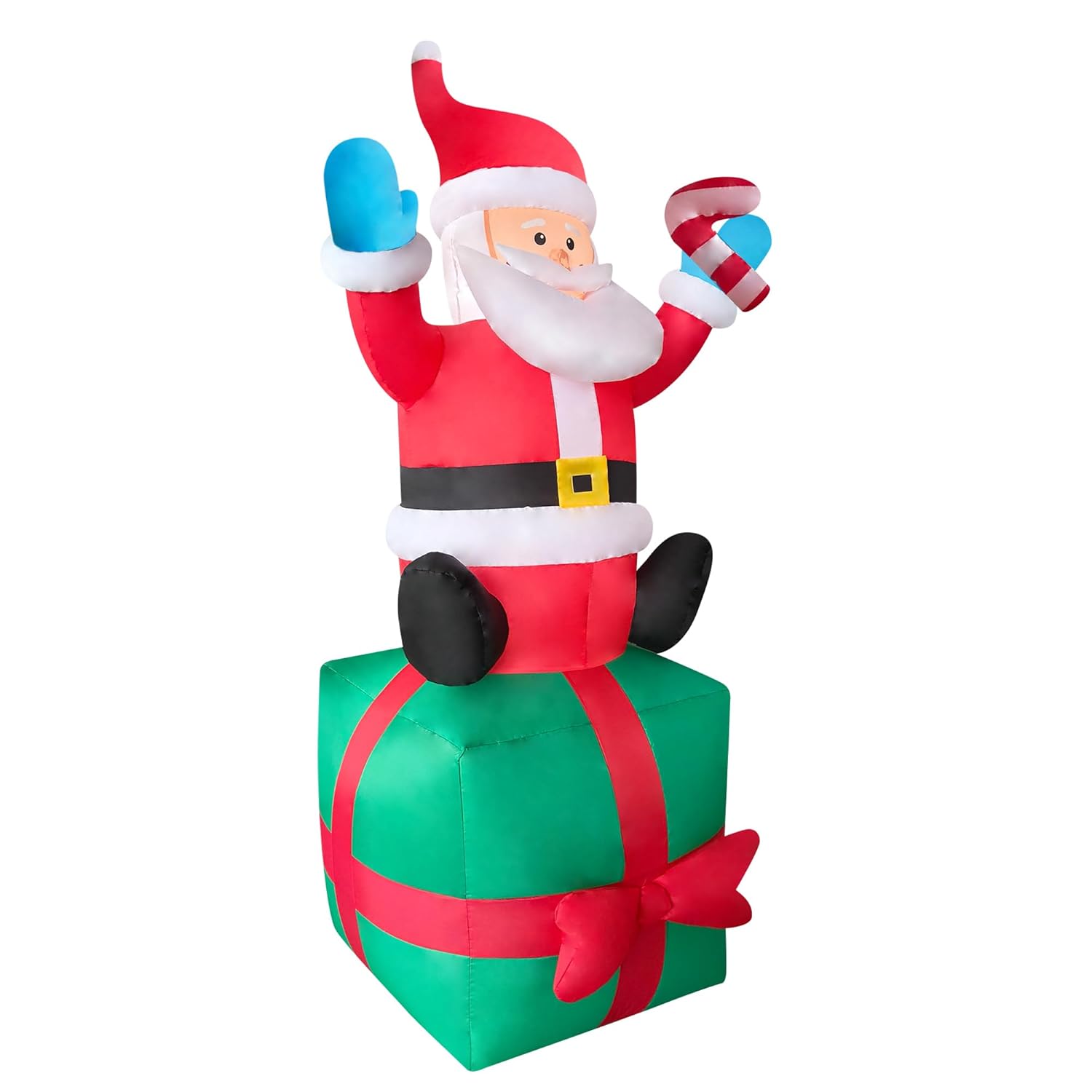 2 Packs 6Ft Inflatable Christmas Santa Claus On Gift Box And Gingerbread Man Blow Up Decor For Christmas Outdoor/Doorway