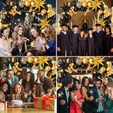 Black And Gold Balloon Garland Arch Kit 158Pcs With Black Gold Confetti Balloons, Star Foil Balloons, For Graduation New Year Anniversary Birthday Party Decorations