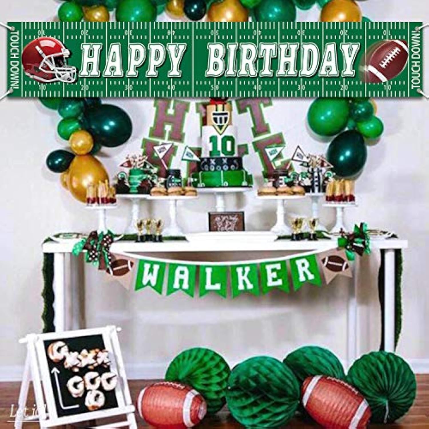Football Happy Birthday Banner Decorations Birthday Signs Giant Birthday Party Supplies Fence Yard Signs Outdoor Decorations Photo Backdrop 6 Feet