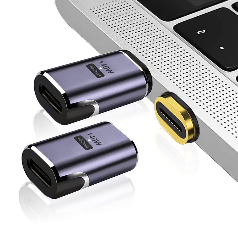 140W Magnetic Usb C Adapter (2 Pack), Usb-C Male To Usb-C Female 40Gbps Connec