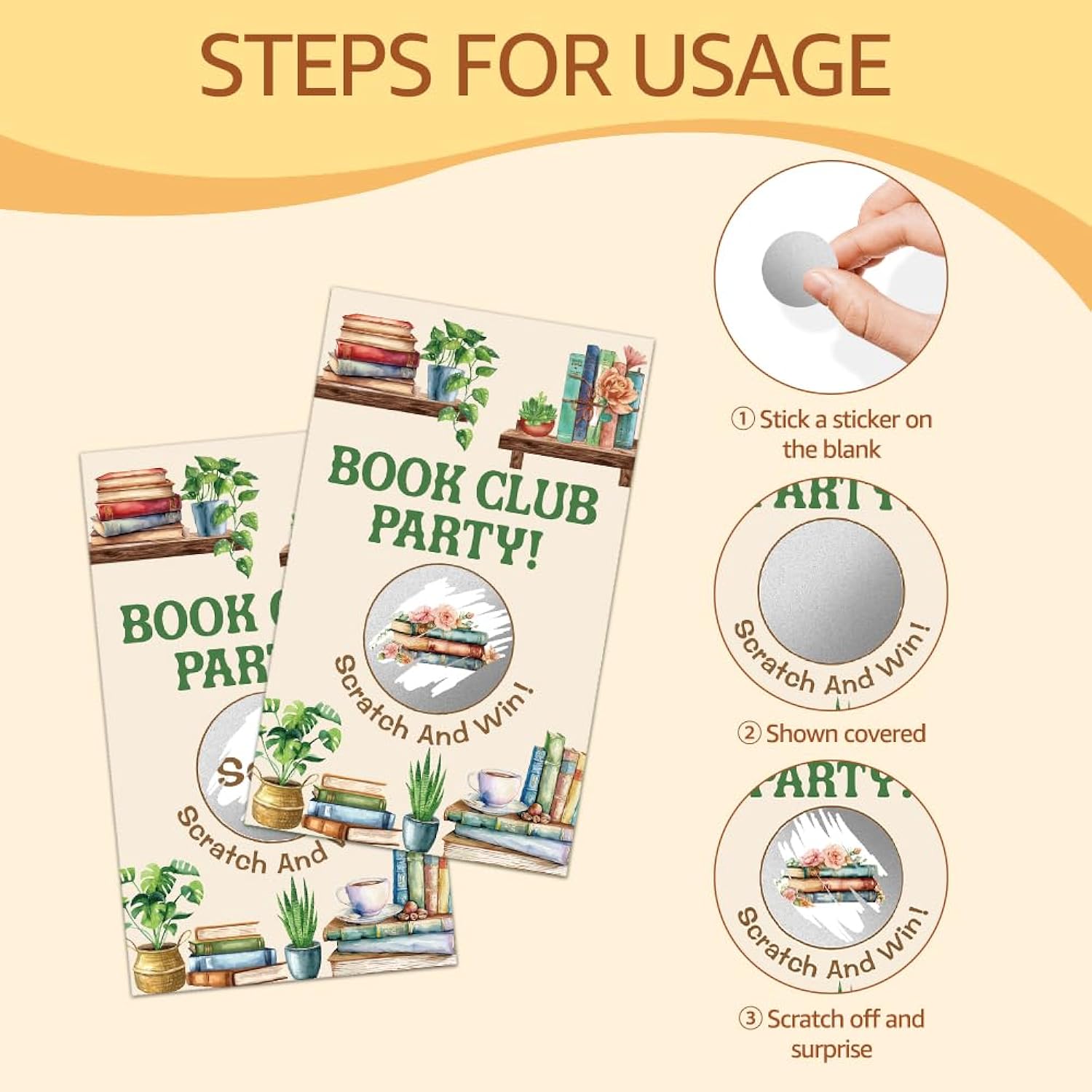 50 Pack Book Club Party Scratch Off Cards, Read Books Theme Scratch Cards For Bookworm Game, Funny Reading Corner Raffle Tickets For Family Activity, Bachelor Party Games
