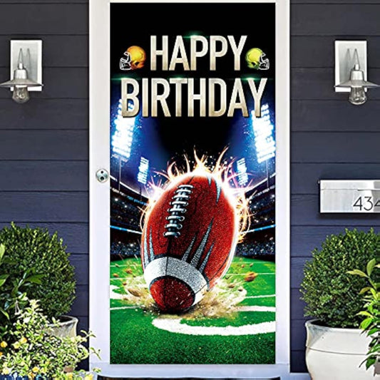 American Football Happy Birthday Banner Backdrop Rugby Players Sports