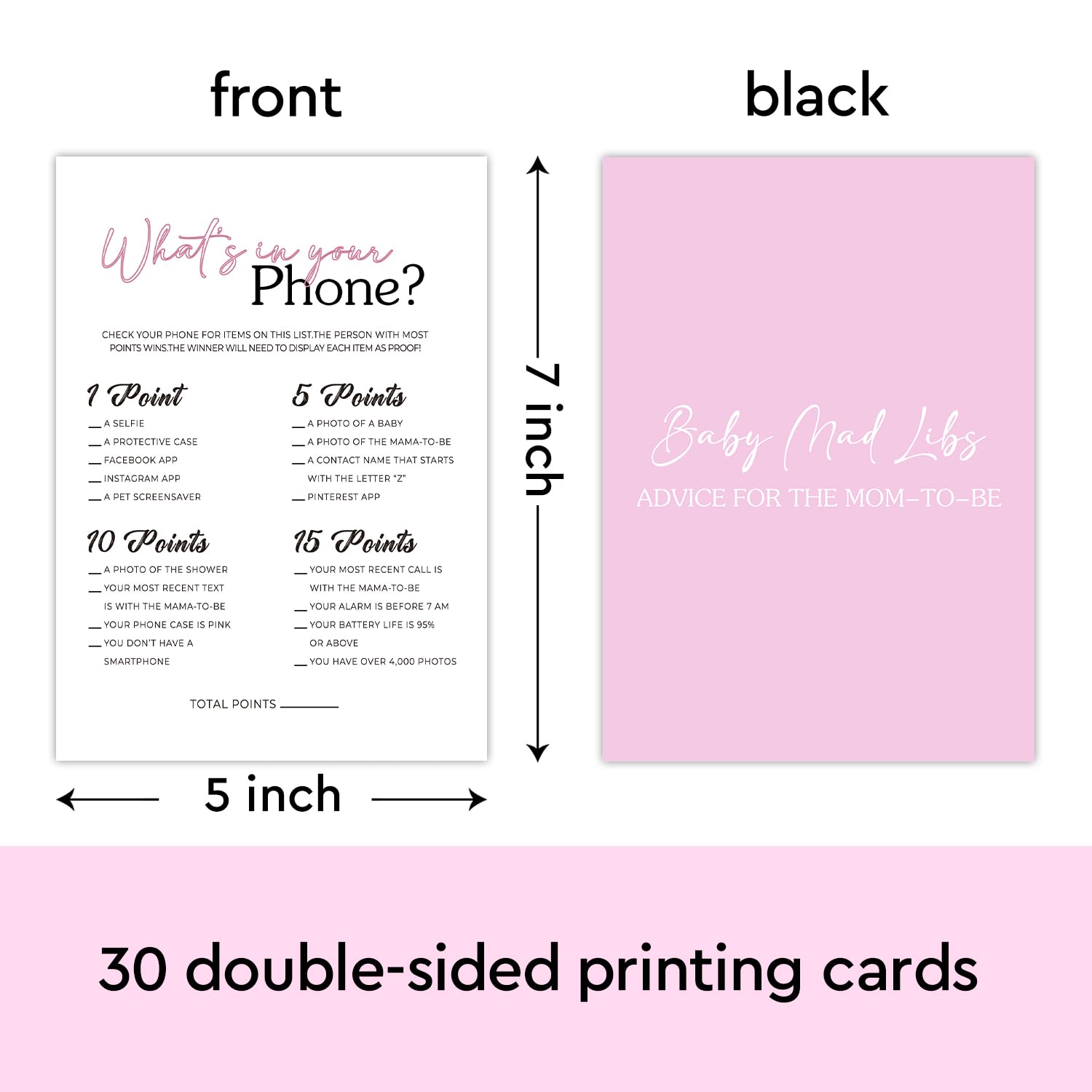 5" X 7" What'S In Your Phone Baby Shower Game, Minimalist Themed - (30 Game Card Set), Baby Shower Game Activity, Baby Shower Decorations, Gender Reveal Party Supplies - 17