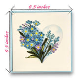 Quilling Greeting Card Handmade Forget-Me-Not Floral Design Heart Detail Romantic Gift For Her Birthday Anniversary Valentine’S Day Special Occasion Keepsake Unique Love Paper Art