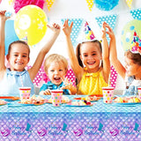 1Pcs Mermaid Birthday Tablecloth For Birthday Party Decoration, Plastic Disposable Rectangle Table Cover For Kids Girls Party Supplies, 54" X 108"