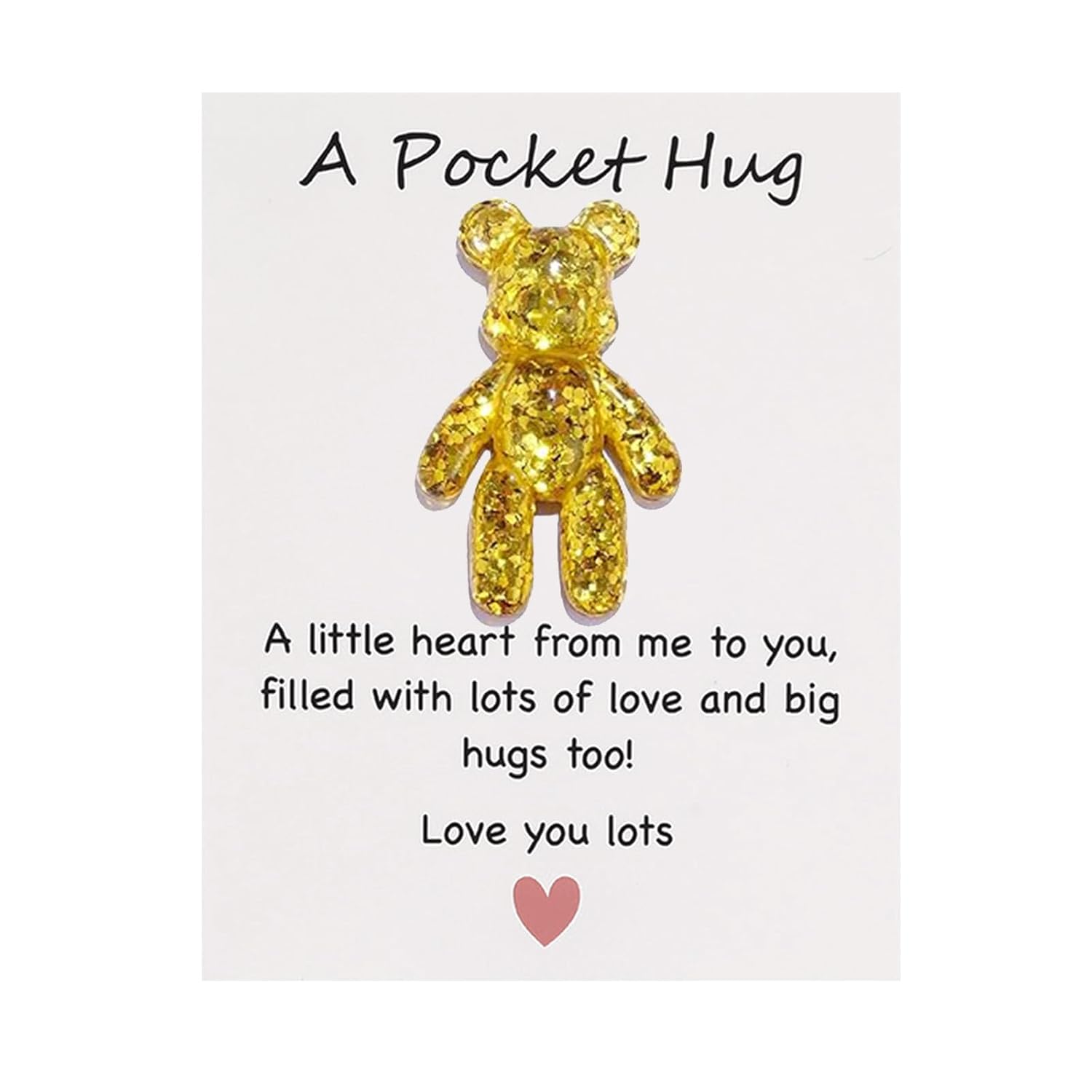 Pocket Bear Hug With Love Card, Pocket Hug Emotional Support Gifts For Men Women, Mothers Day Gifts For Mum (Gold)
