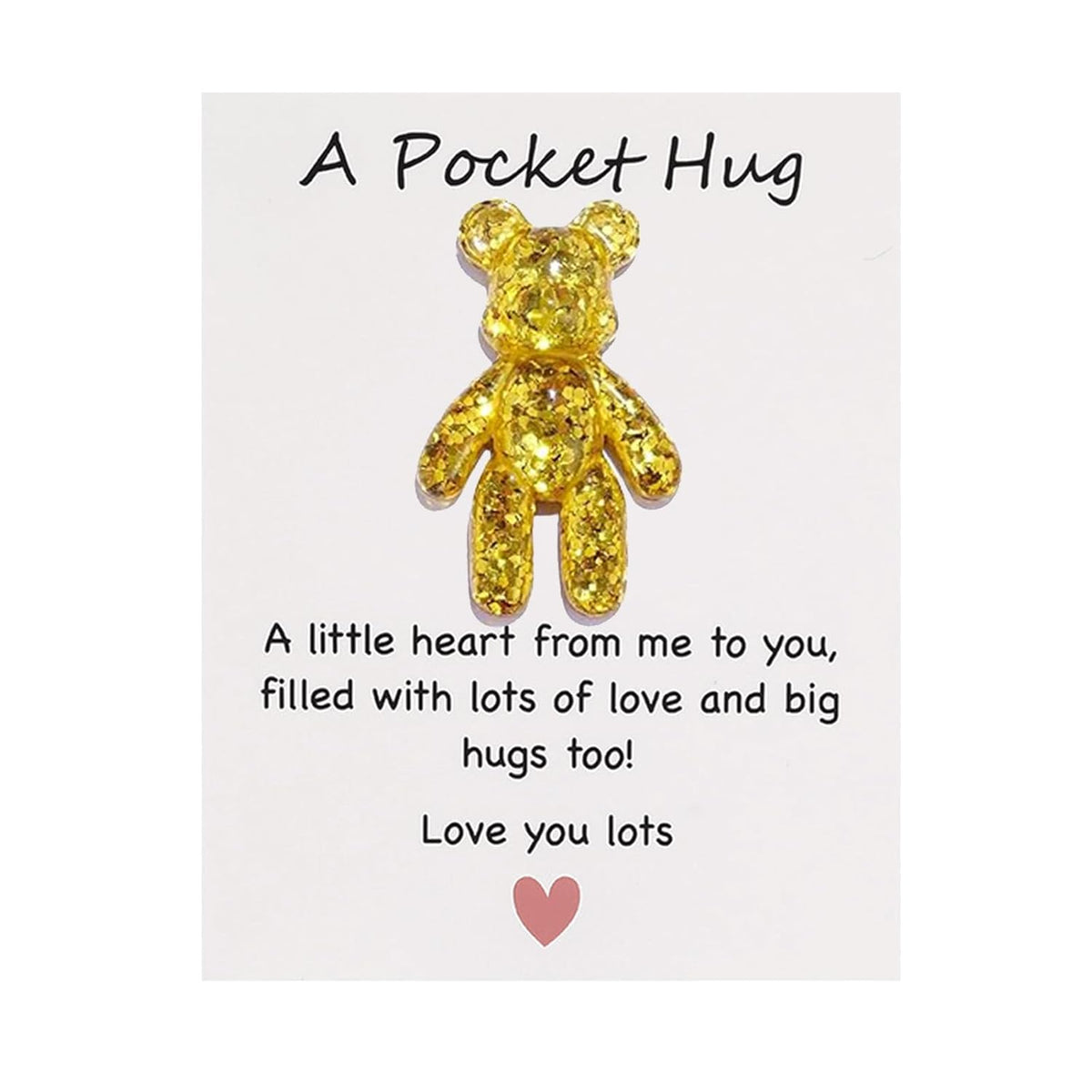 Pocket Bear Hug With Love Card, Pocket Hug Emotional Support Gifts For Men Women, Mothers Day Gifts For Mum (Gold)