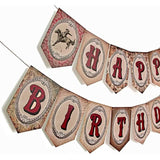 Cowboy Birthday Banner,Wild Western Bday Party Sign, Wooden House Barn Bunting, Birthday Decorations
