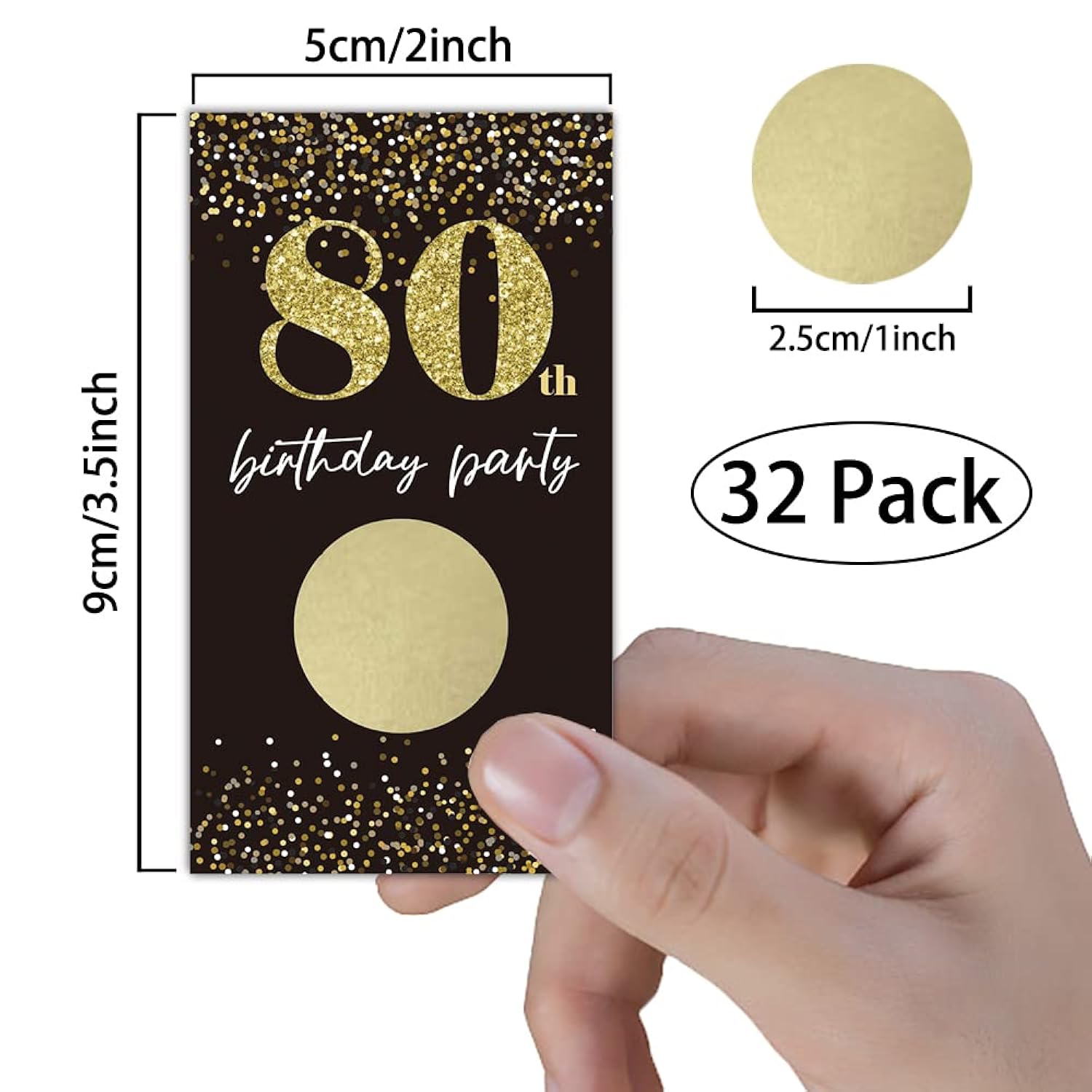 Black Gold 80Th Birthday Party Scratch Off Game Cards?32 Pcs?Cheers To 80 Years Party Supplies Happy 80Th Birthday Party Scratch Cards Activity For Birthday Raffle Tickets Kids Adults