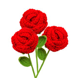 3Pcs Crochet Rose Bouquet, Crochet Flower Bouquet, Rose Flower For Gift, Knitted Flowers Bouquet For Valentine'S Day Wedding Women'S Day Mothers Day Anniversary Birthday Graduation