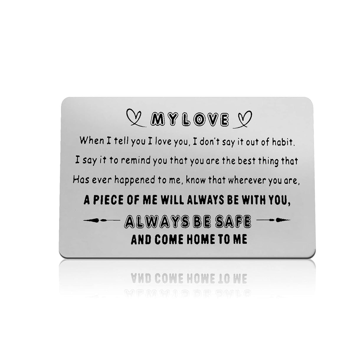 Anniversary Card Gift For Men Him Metal Wallet Card For Husband Boyfriend Be Safe Come Home To Me Reminder Love Note Gift Valentines Day Birthday Gift Deployment Gift Long Distance Relationship Gift