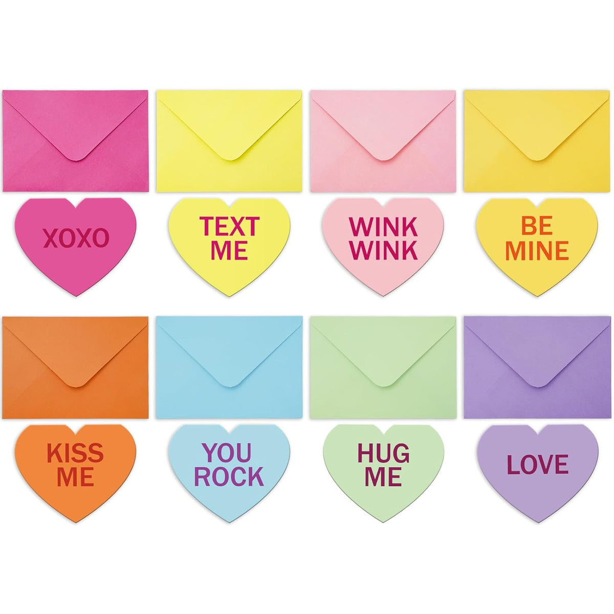 32 Pack Candy Heart Greeting Cards Conversation Heart Note Cards With Stickers Envelopes Colorful Blank Cards For Valentine'S Day Wedding Party Supplies, 4 X 4.9 Inch