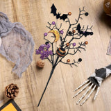 3 Pack Artificial Halloween Floral Picks Purple Orange Black Berry Stems Halloween Tree Branches With Glitter Ball For Halloween Party Flower Arrangement Centerpieces (Black)