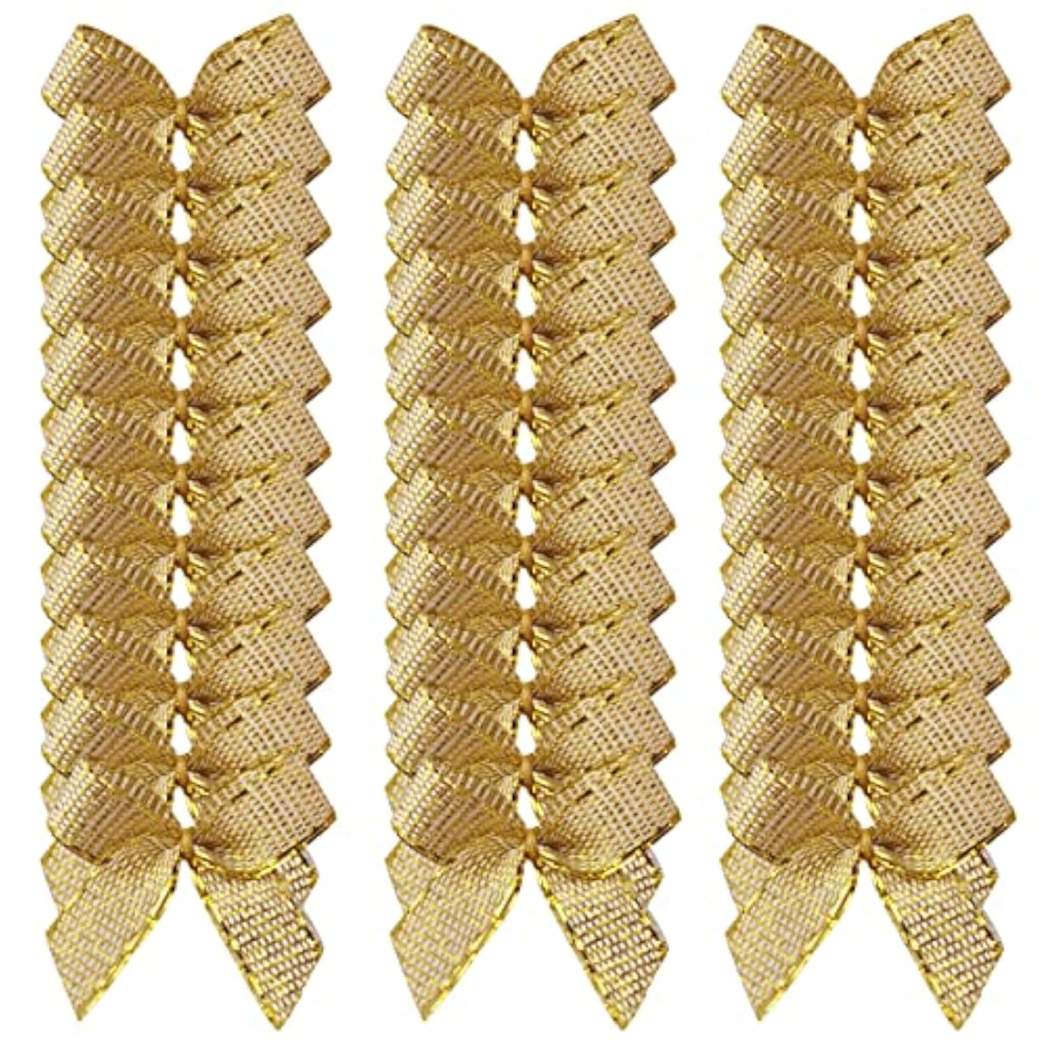 50Pcs Mini Gold Bows For Crafts Metallic Ribbon Bows Appliques Diy Cra