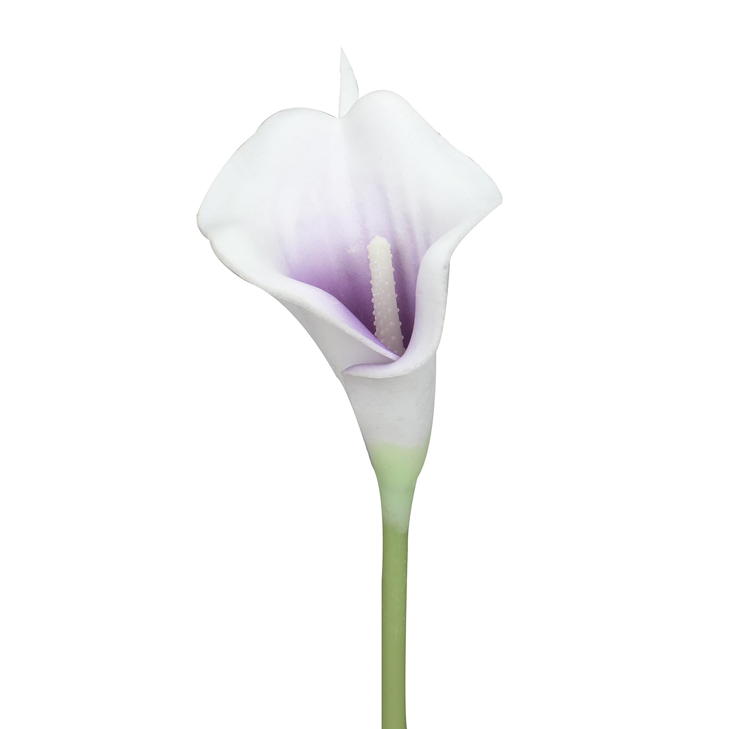 20Pcs Calla Lily Bridal Wedding Bouquet Lataex Real Touch Artificial Flower Home Party Decor (Purple In White)