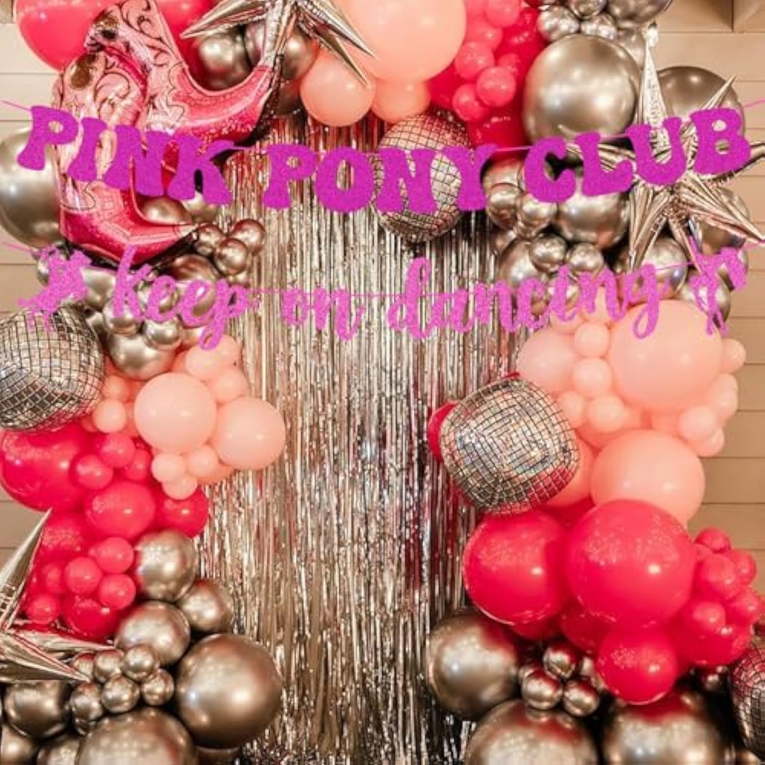 Pink Glitter Pony Club Party Banner Disco Cowgirl & Western Party Decor