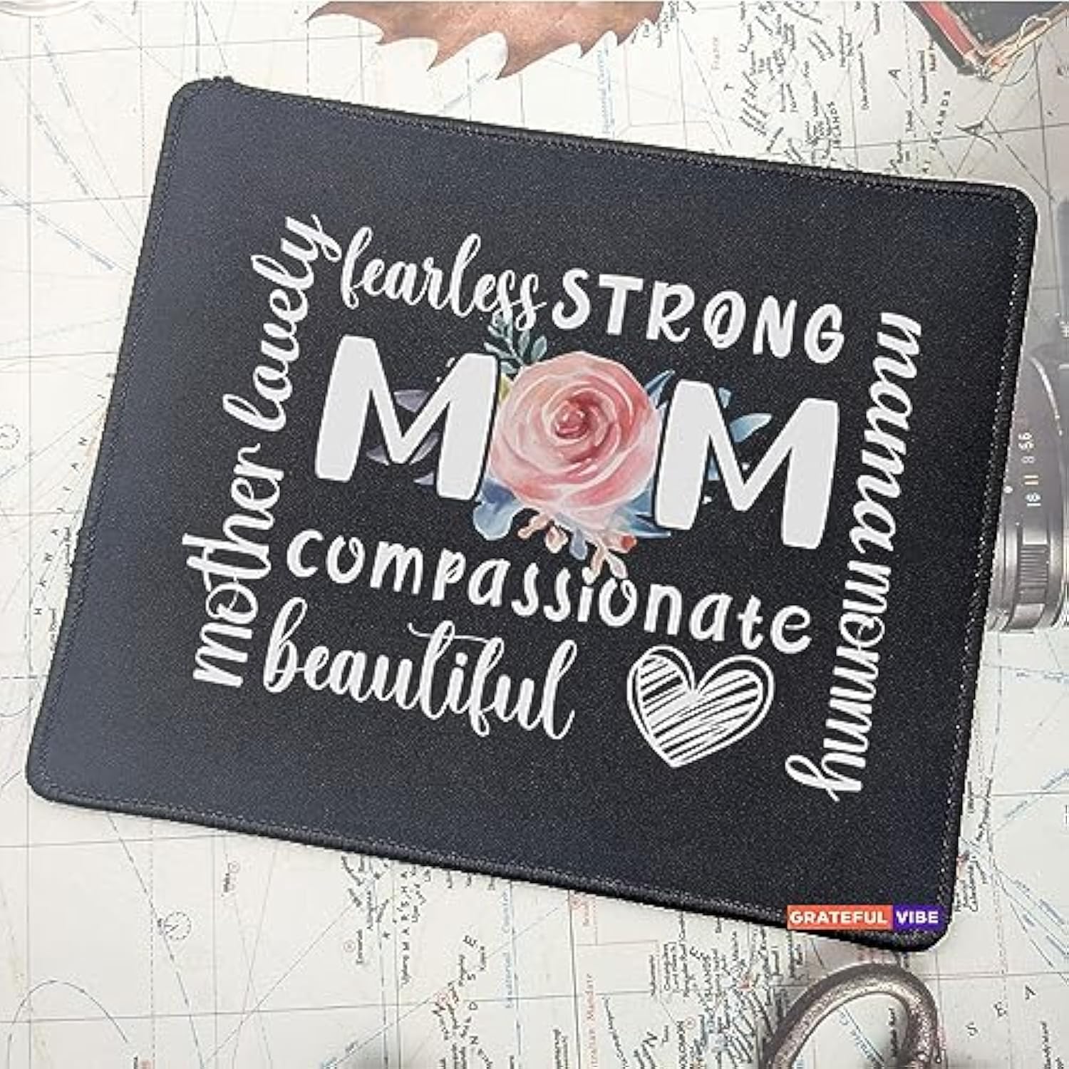 Mom Mother Beutiful Fearless Compassionate Lovely Mouse Mat Mama Mommy Mousemat Christmas Birthday Mother Day Birthday Gifts For Moms Grandma Mouse Pad 9.5 Inches