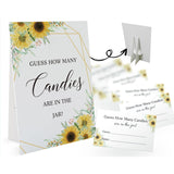 Candy Guessing Game Cards-1 Sign 8X11 And 50 Cards, Sunflower How Many Game Sign, For Boys Girls Birthday Party, Baby Shower, Party Games Activities And Decorations 09