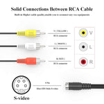 4 Pin S-Video To 3 Male Rca Composite Video Cable 1.45M(4.75Ft)