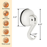 Suction Cup Hooks For Door Wreaths, 2 Pcs Removable & Reusable Christmas Wreath Hangers For Front Doors, No Drill Heavy Duty Vacuum Shower Hooks For Window Bathroom Towels Rv Home Storage Hooks(White)
