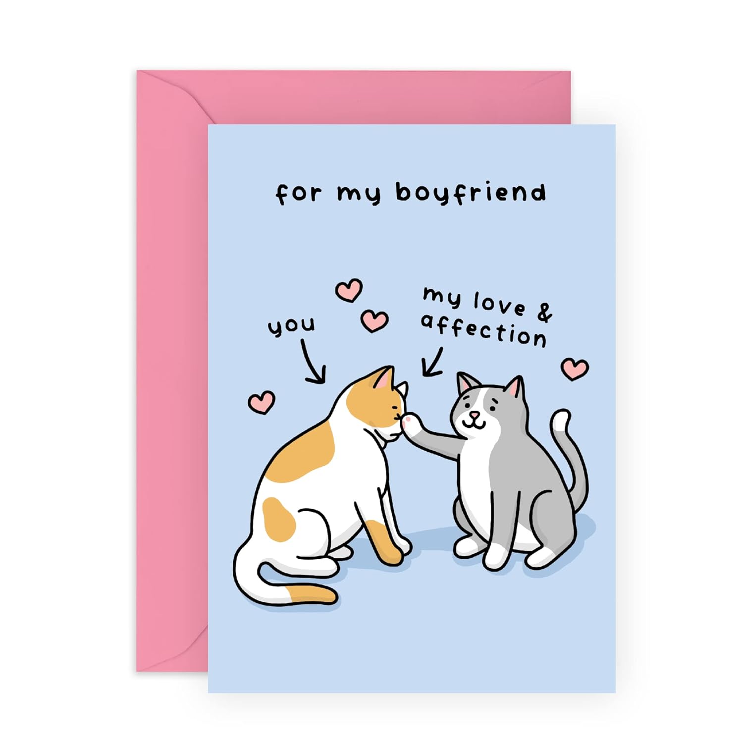 Valentines Day Card - Boyfriend Birthday Card - Anniversary Card For Him - Cat Themed Gifts For Men - Thinking Of You Card - Sweet Cat Birthday Cards For Men - Comes With Cute Stickers