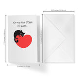| Black Cat Valentines Day Card For Him Or For Her | You Stole My Heart | Your Card Helps Animals In Need |5”X7.5” | Single Card + Envelope | Women Owned Small Business Made In Usa