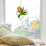 Bird Of Paradise Flower Decor Stained Glass Window Hanging,Artificial Flowers Gift For Women Stained Glass Suncatcher,Bird Of Paradise Flower Gift For Mom Aunt Sister Friends
