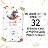 Halloween Party Game Scratch Off Cards (32 Pcs) - Funny Activity For Groups, Kids, Adults - Witch Hat Themed Games, Vouchers, Raffle Prizes, Tickets