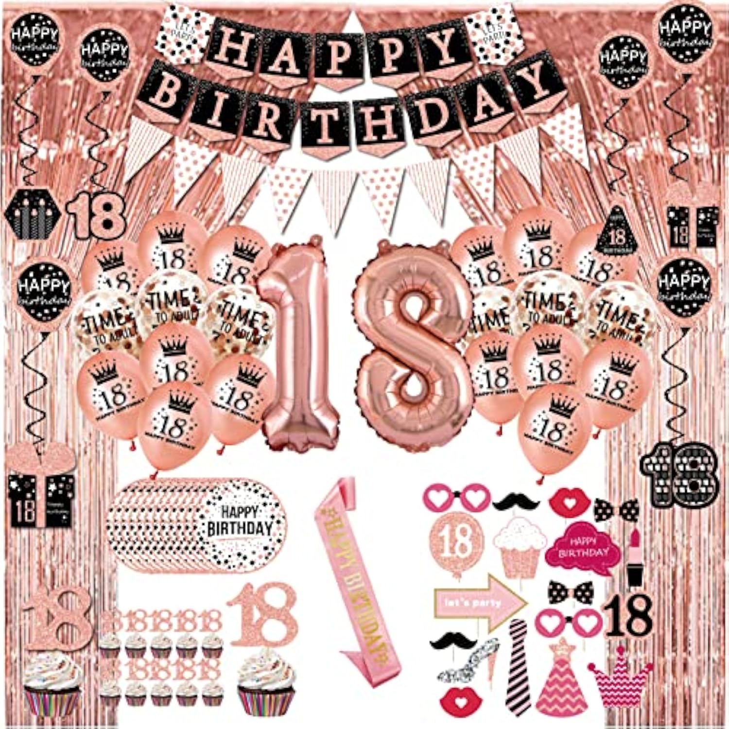70Th Birthday Decorations For Women - (76Pack) Rose Gold Party Banner,