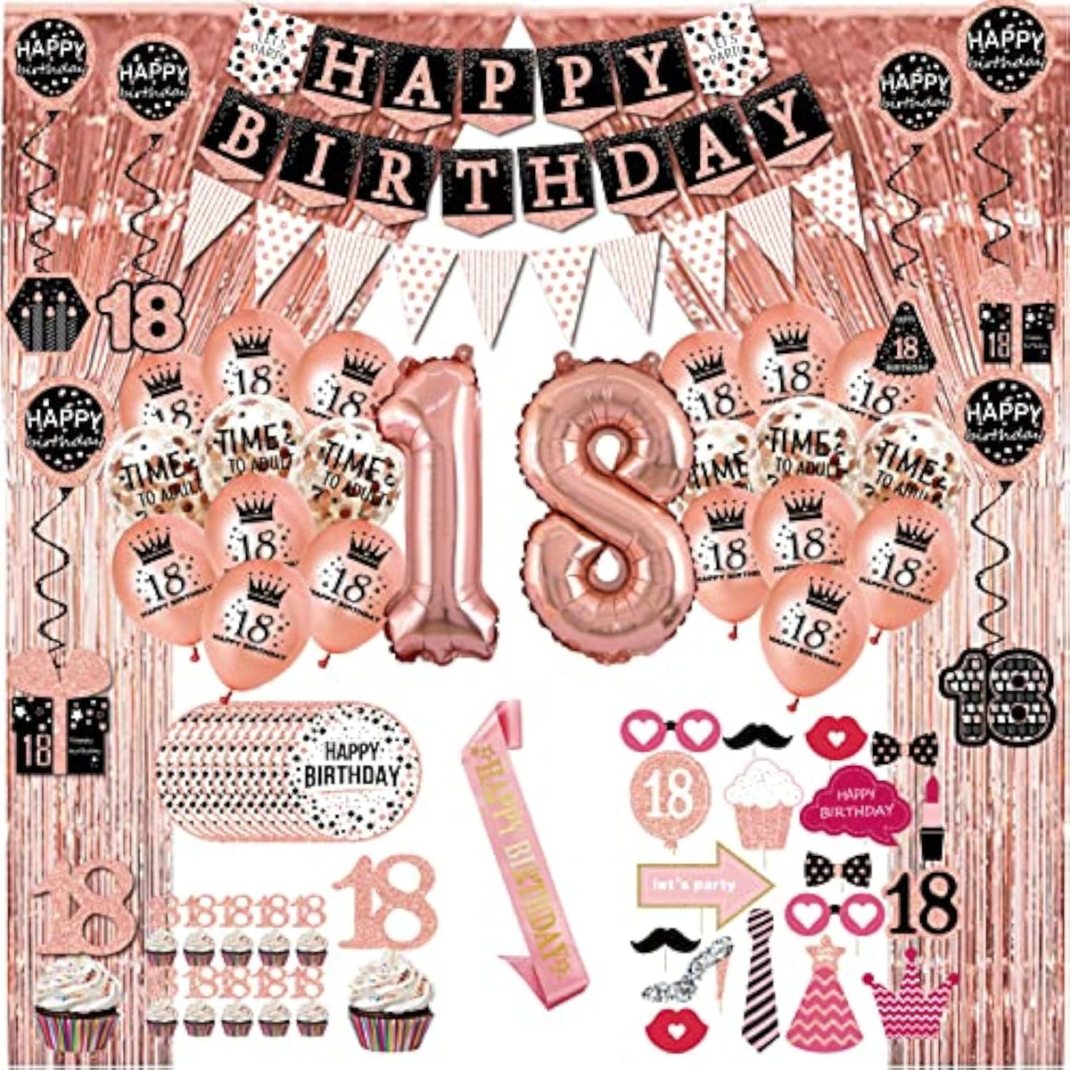 70Th Birthday Decorations For Women - (76Pack) Rose Gold Party Banner,